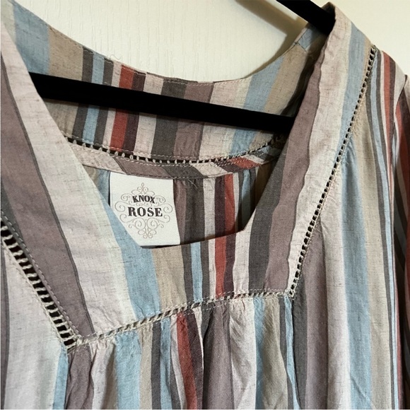 Knox Rose rayon dress/tunic in cream with neutral stripes in XL EUC - Picture 2 of 2